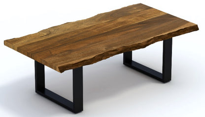 Table basse en bois massif et fer brun de 43 po