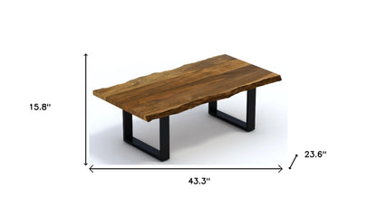 Table basse en bois massif et fer brun de 43 po