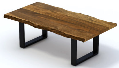 Table basse en bois massif et fer brun de 43 po