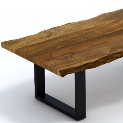 Table basse en bois massif et fer brun de 43 po