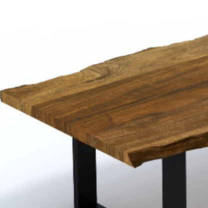 Table basse en bois massif et fer brun de 43 po