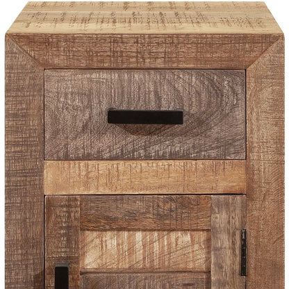 Table d'appoint carrée en bois massif marron de 26 po avec tiroir