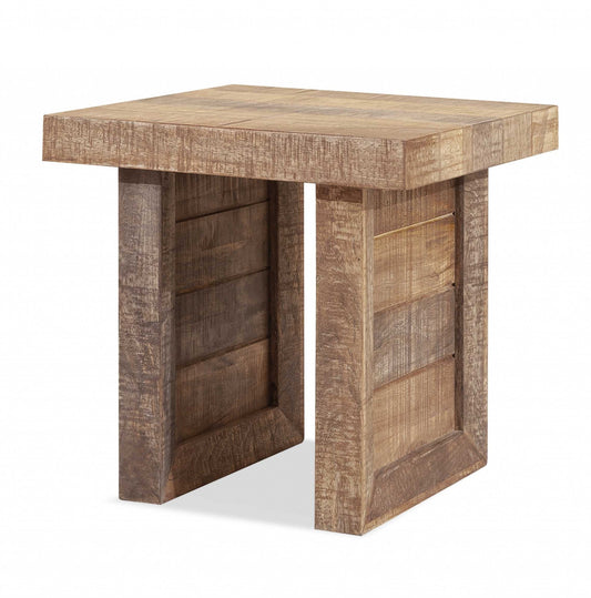 Table d'appoint carrée en bois massif brun de 20 po