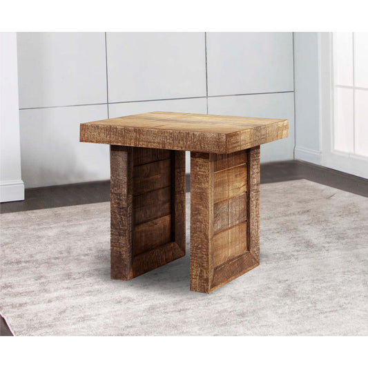 Table d'appoint carrée en bois massif brun de 20 po