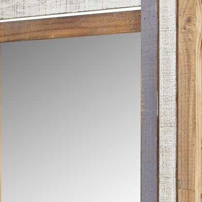 Miroir d'appoint encadré en bois naturel gris et blanc de 32 po