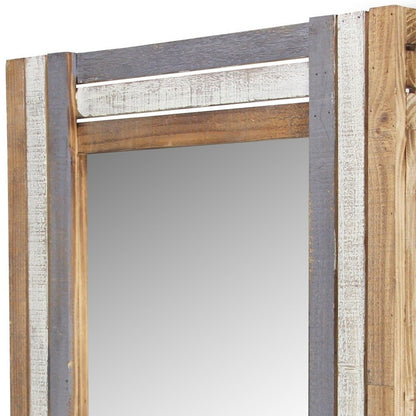 Miroir d'appoint encadré en bois naturel gris et blanc de 32 po