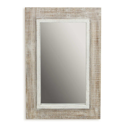 Miroir mural rectangulaire avec finition rustique blanche délavée