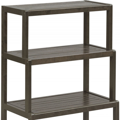 37" Espresso Solid Wood Four Tier Step Bookcase