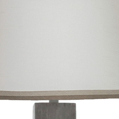 31" Gray Table Lamp With White Empire Shade