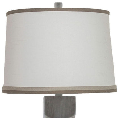 31" Gray Table Lamp With White Empire Shade