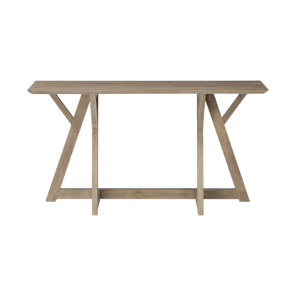 16" Brown Solid Wood Trestle Console Table