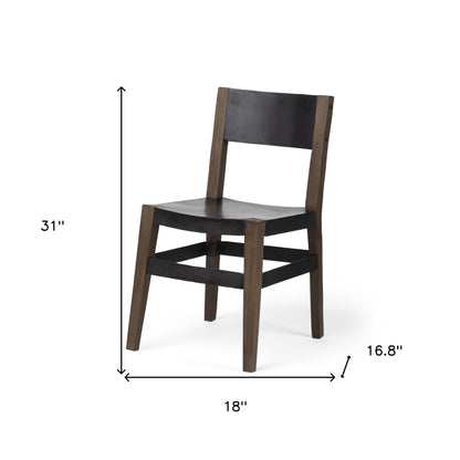 Chaise de salle à manger à dossier ouvert en métal et bois noir et marron