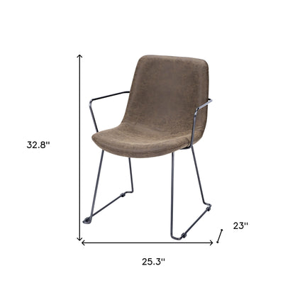 Chaise de salle à manger rembourrée en similicuir marron et noir