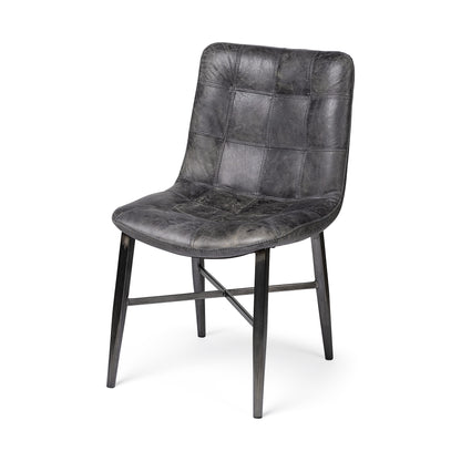 Black Upholstered Leather Dining Side Chair