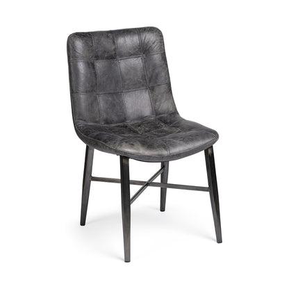 Black Upholstered Leather Dining Side Chair