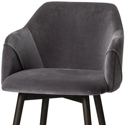 Chaise de salle à manger en tissu rembourré gris et noir