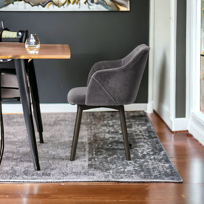 Chaise de salle à manger en tissu rembourré gris et noir