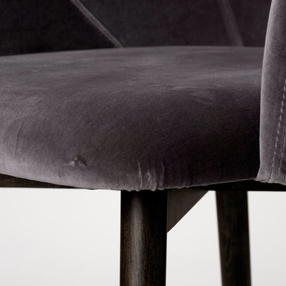 Chaise de salle à manger en tissu rembourré gris et noir