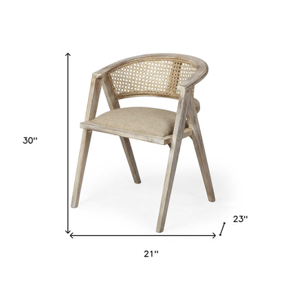 Chaise de salle à manger à dossier incurvé en lin rembourré beige et gris