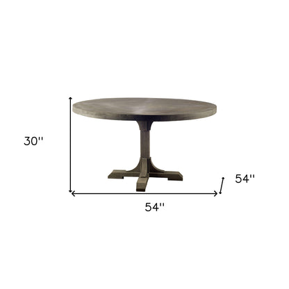 54" Brown Rounded Solid Wood Pedestal Base Dining Table