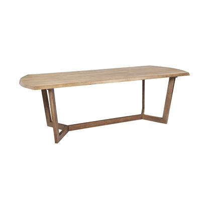 92" Natural And Brown Solid Wood Trestle Base Dining Table