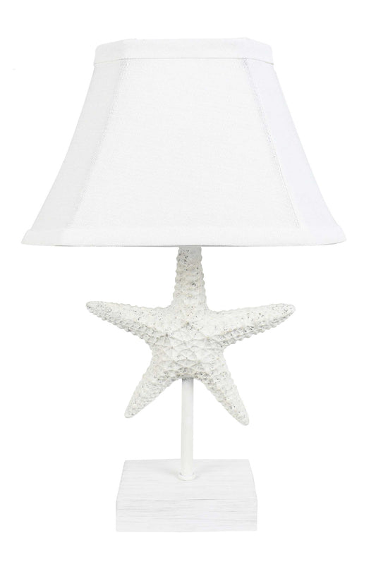 Lampe d'appoint en forme d'étoile de mer blanche de 13 po avec abat-jour en forme de cloche blanche