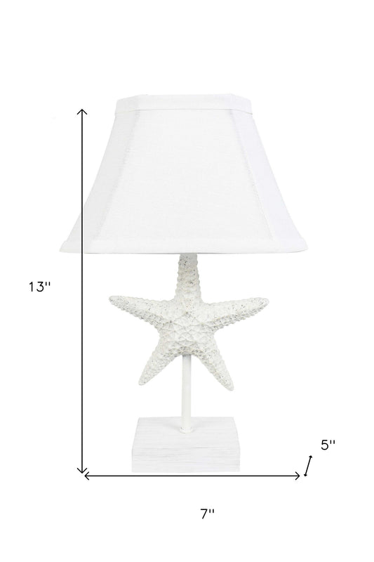 Lampe d'appoint en forme d'étoile de mer blanche de 13 po avec abat-jour en forme de cloche blanche