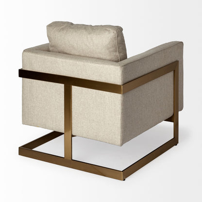 Fauteuil en tissu crème et doré de 31 po