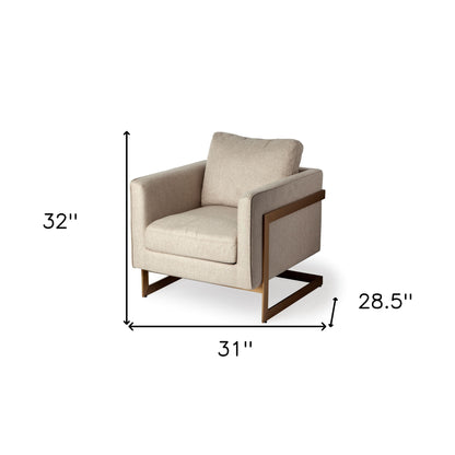 Fauteuil en tissu crème et doré de 31 po