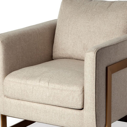 Fauteuil en tissu crème et doré de 31 po