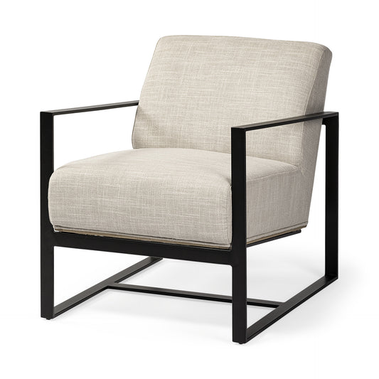 Fauteuil en tissu crème et noir de 32 po