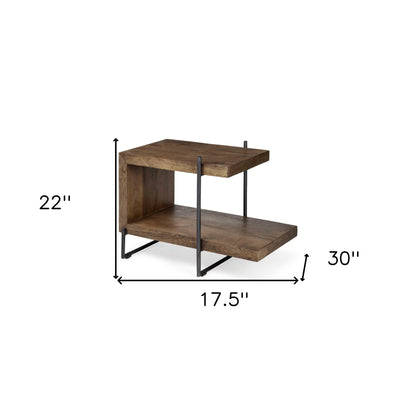 Table d'appoint carrée en bois massif brun de 22 po