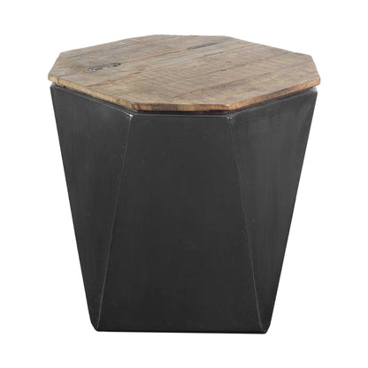 Table d'appoint en bois massif noir de 21 po