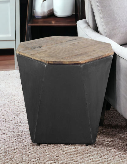 Table d'appoint en bois massif noir de 21 po