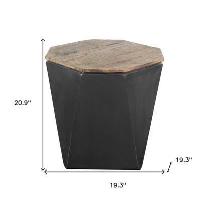 Table d'appoint en bois massif noir de 21 po