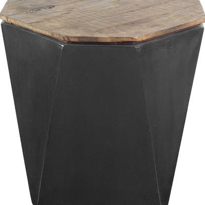 Table d'appoint en bois massif noir de 21 po