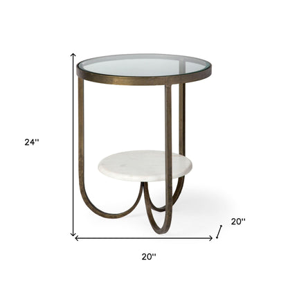 Table d'appoint ronde en verre blanc de 24 po