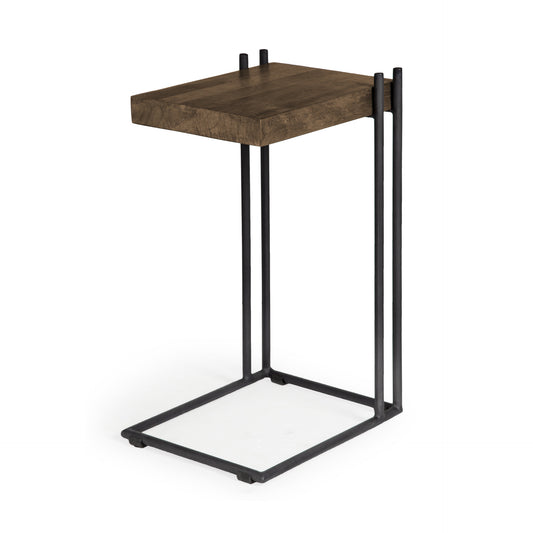 Table d'appoint carrée en bois massif brun de 27 po