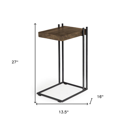 Table d'appoint carrée en bois massif brun de 27 po