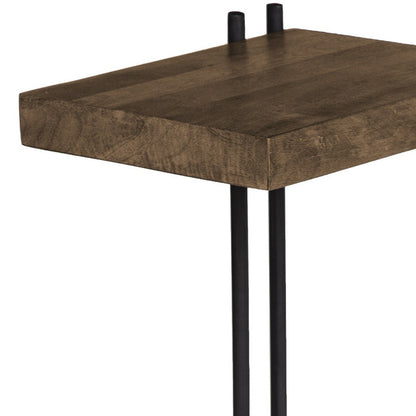 Table d'appoint carrée en bois massif brun de 27 po