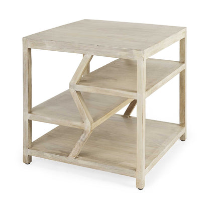 Table d'appoint carrée en bois massif brun de 22 po