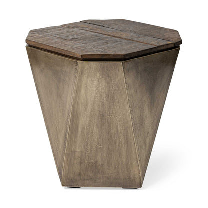 21" Brown Solid Wood End Table