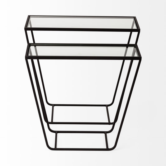 Table console avec cadre en verre transparent de 10 po