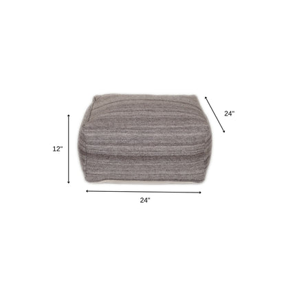 Pouf ottoman en coton gris et marron de 24 po