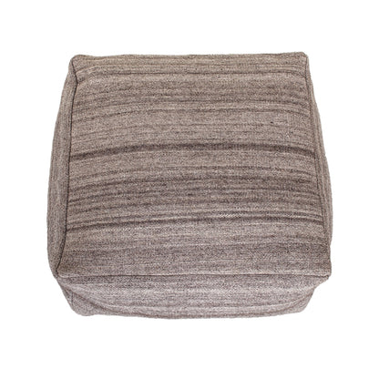 Pouf ottoman en coton gris et marron de 24 po