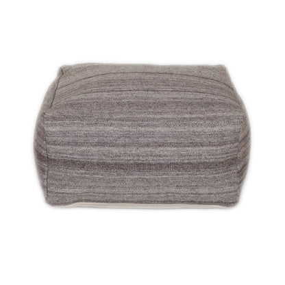 Pouf ottoman en coton gris et marron de 24 po