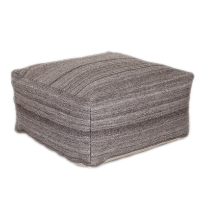 Pouf ottoman en coton gris et marron de 24 po