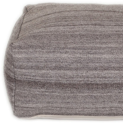 Pouf ottoman en coton gris et marron de 24 po