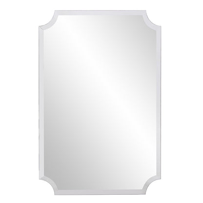 Miroir rectangulaire minimaliste avec bord biseauté et coins festonnés