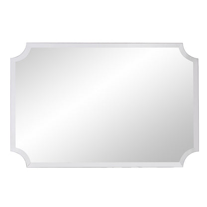 Miroir rectangulaire minimaliste avec bord biseauté et coins festonnés